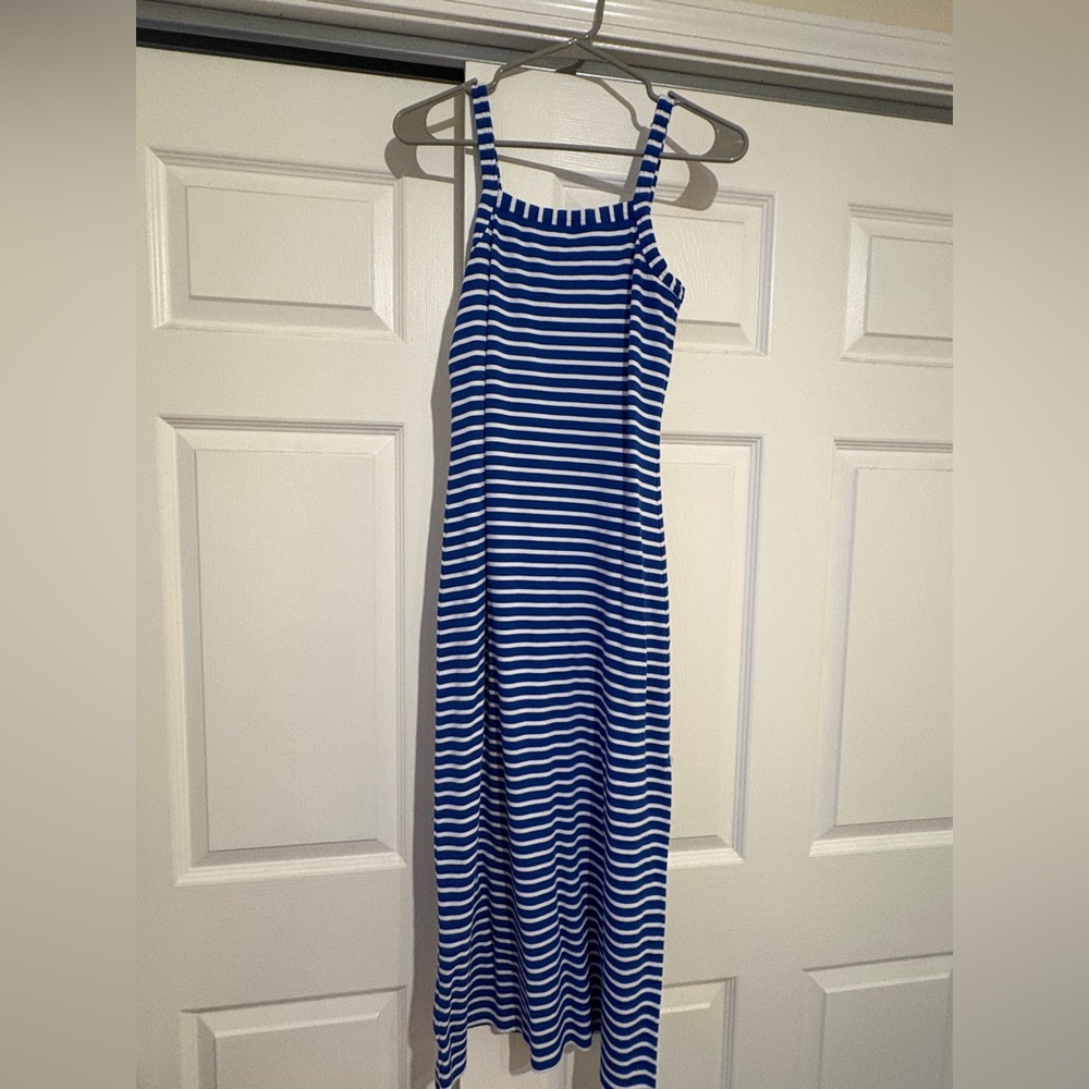 LOFT Blue and White Striped Maxi Dress